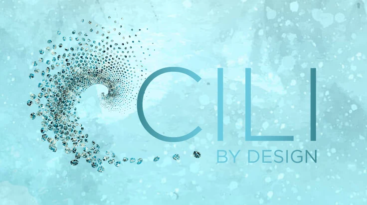 CILI By Design logo over an aqua water background